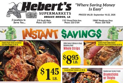 Hebert's Supermarket Weekly Ad September 16 - 22, 2026