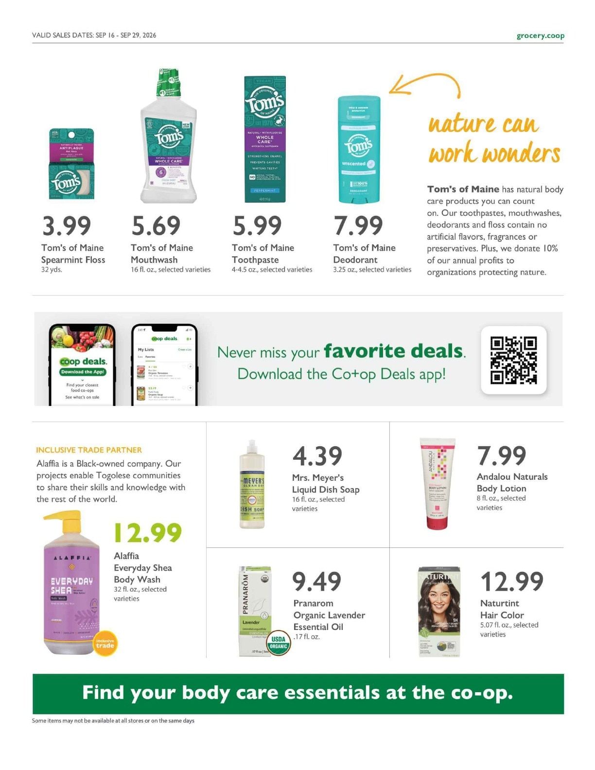 Abundance Food Co-op Co+op Deals Weekly Ad September 16 - 29, 2026