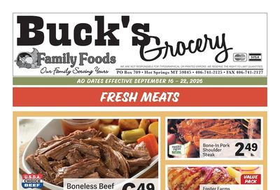 Buck's Grocery Weekly Ad September 16 - 22, 2026
