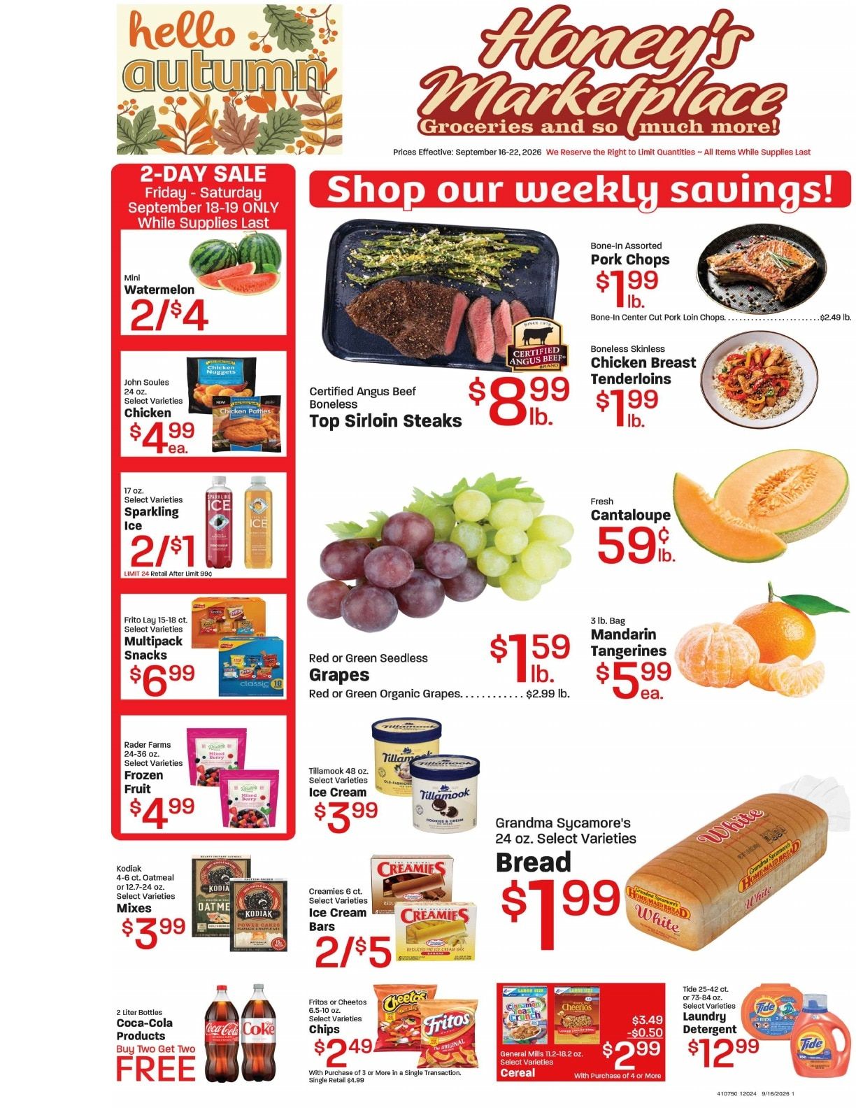 Honey's Marketplace (260 East 300 South, Kanab, UT) Weekly Ad September 16 - 22, 2026