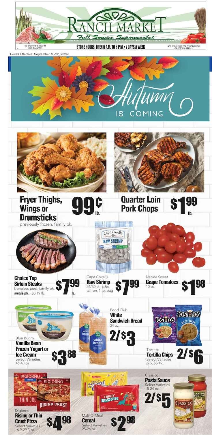Clayton Ranch Market Weekly Ad September 16 - 22, 2026