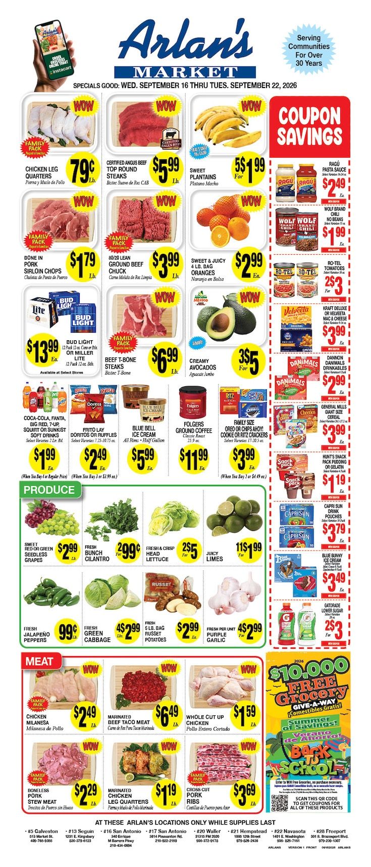 Arlan's Market (Freeport and other locations, TX) Weekly Ad September 16 - 22, 2026