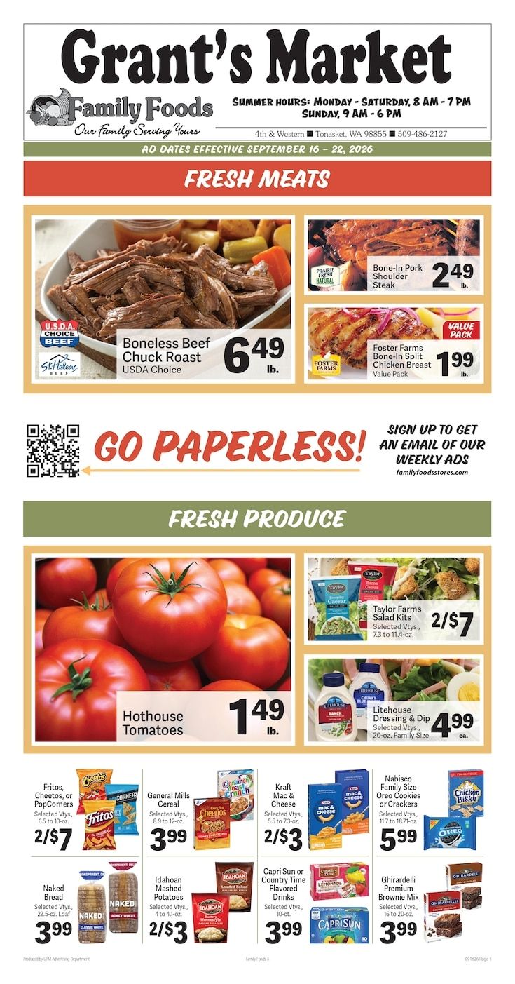 Grant's Family Foods Weekly Ad September 16 - 22, 2026