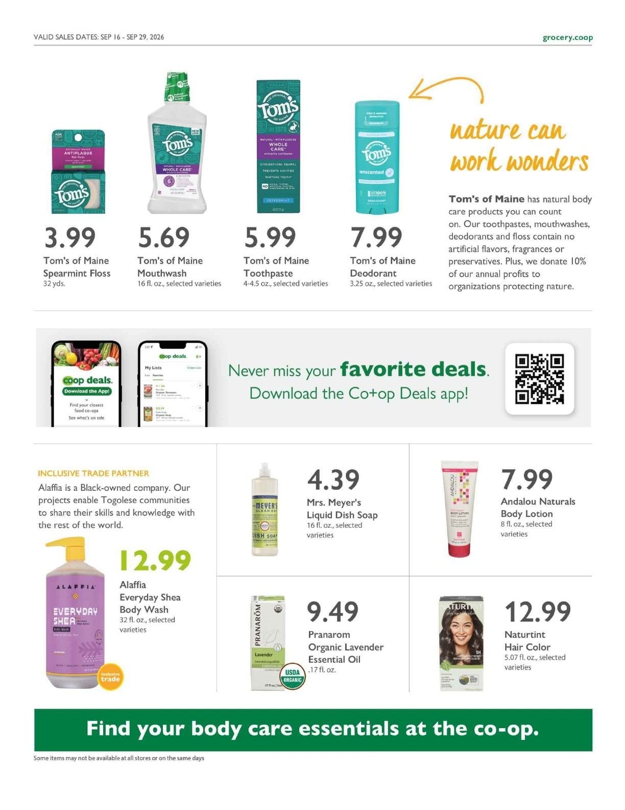 New Orleans Food Co-op Co+op Deals Weekly Ad September 16 - 29, 2026