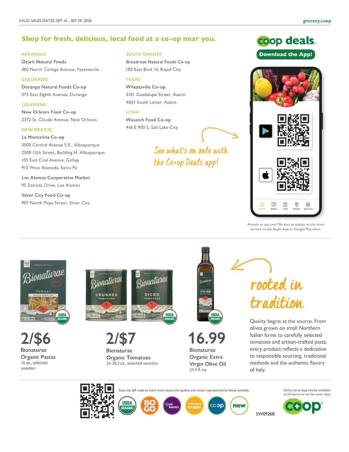 New Orleans Food Co-op Co+op Deals Weekly Ad September 16 - 29, 2026