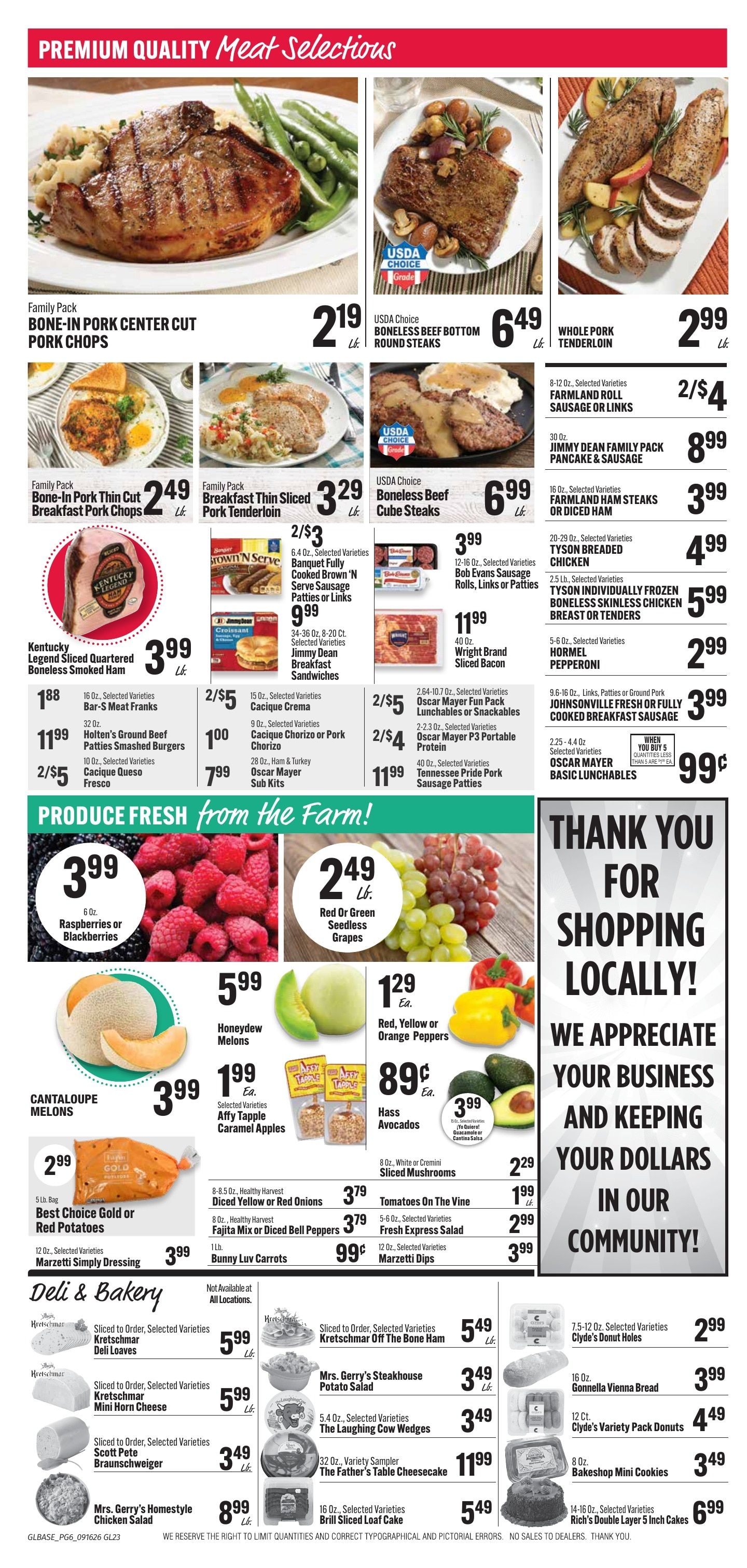 Bender's Foods (Bellevue, IA) Weekly Ad September 16 - 22, 2026
