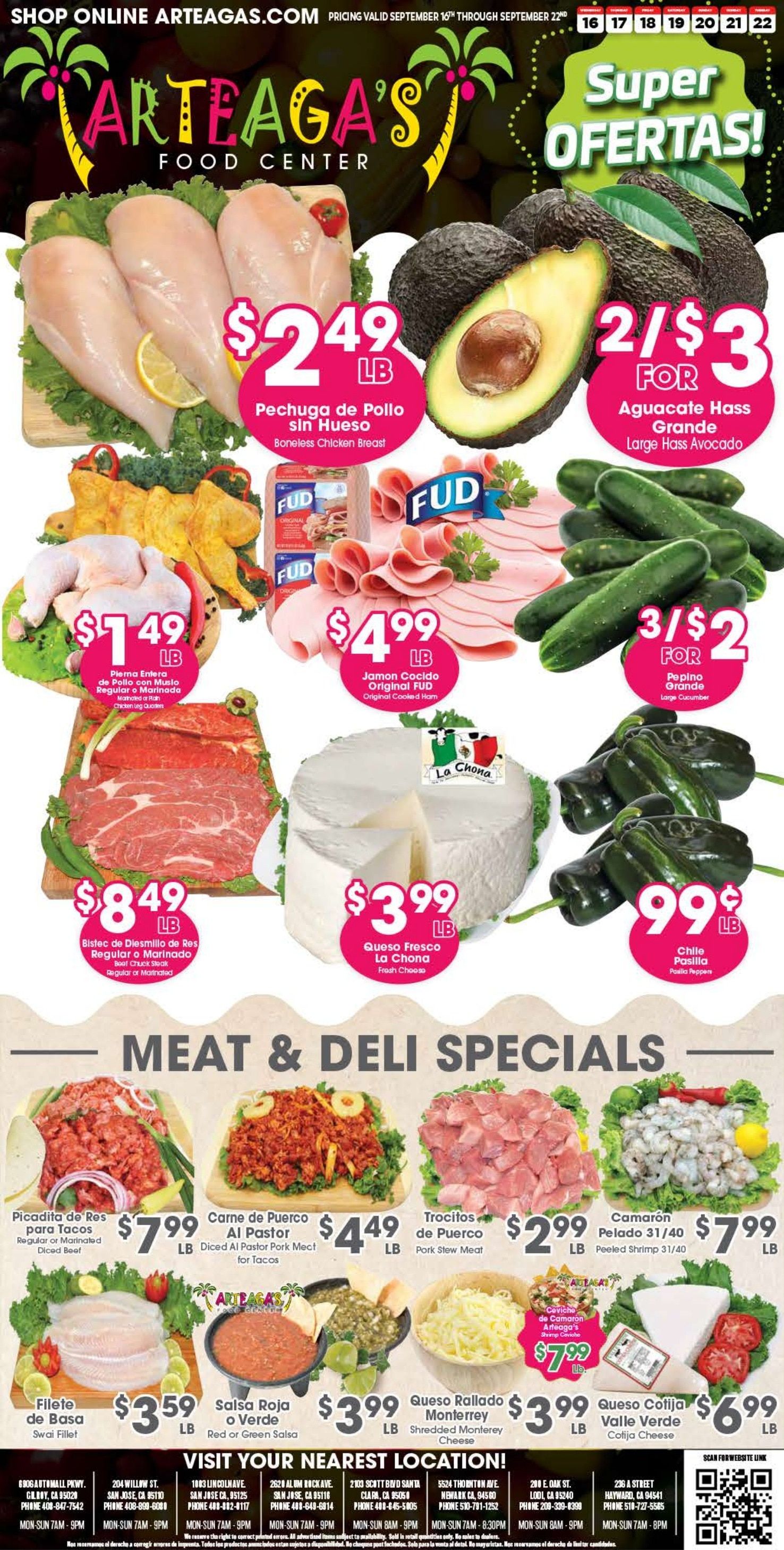 Arteaga's Food Center Weekly Ad September 16 - 22, 2026