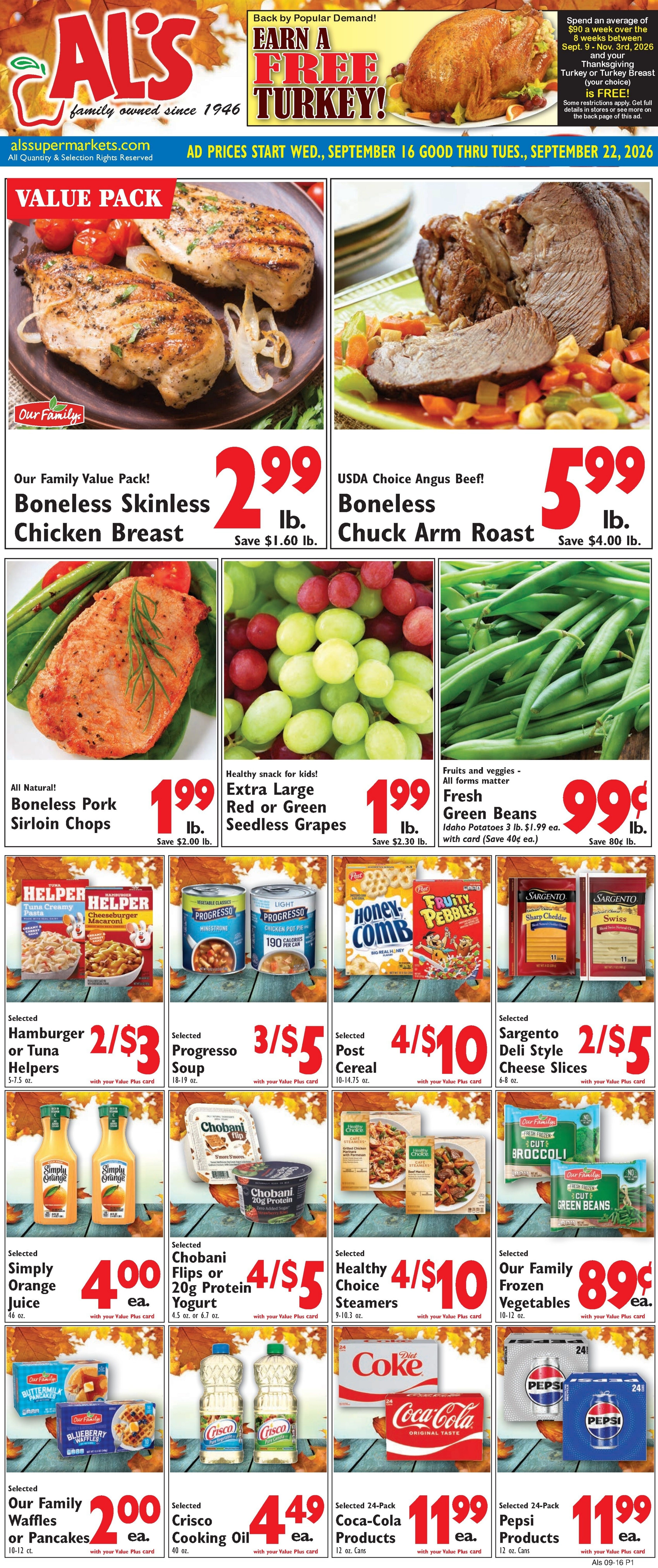 Al's Supermarket Weekly Ad September 16 - 22, 2026