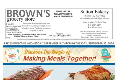 Brown's Grocery Store Weekly Ad September 16 - 22, 2026