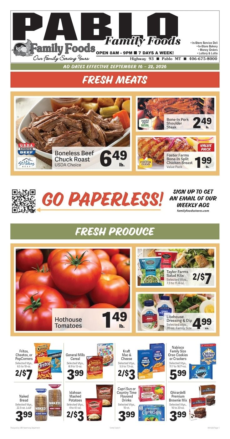 Pablo Family Foods Weekly Ad September 16 - 22, 2026