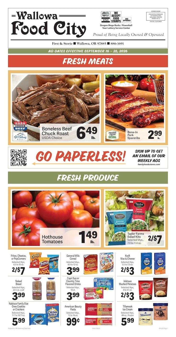 Wallowa Food City Weekly Ad September 16 - 22, 2026