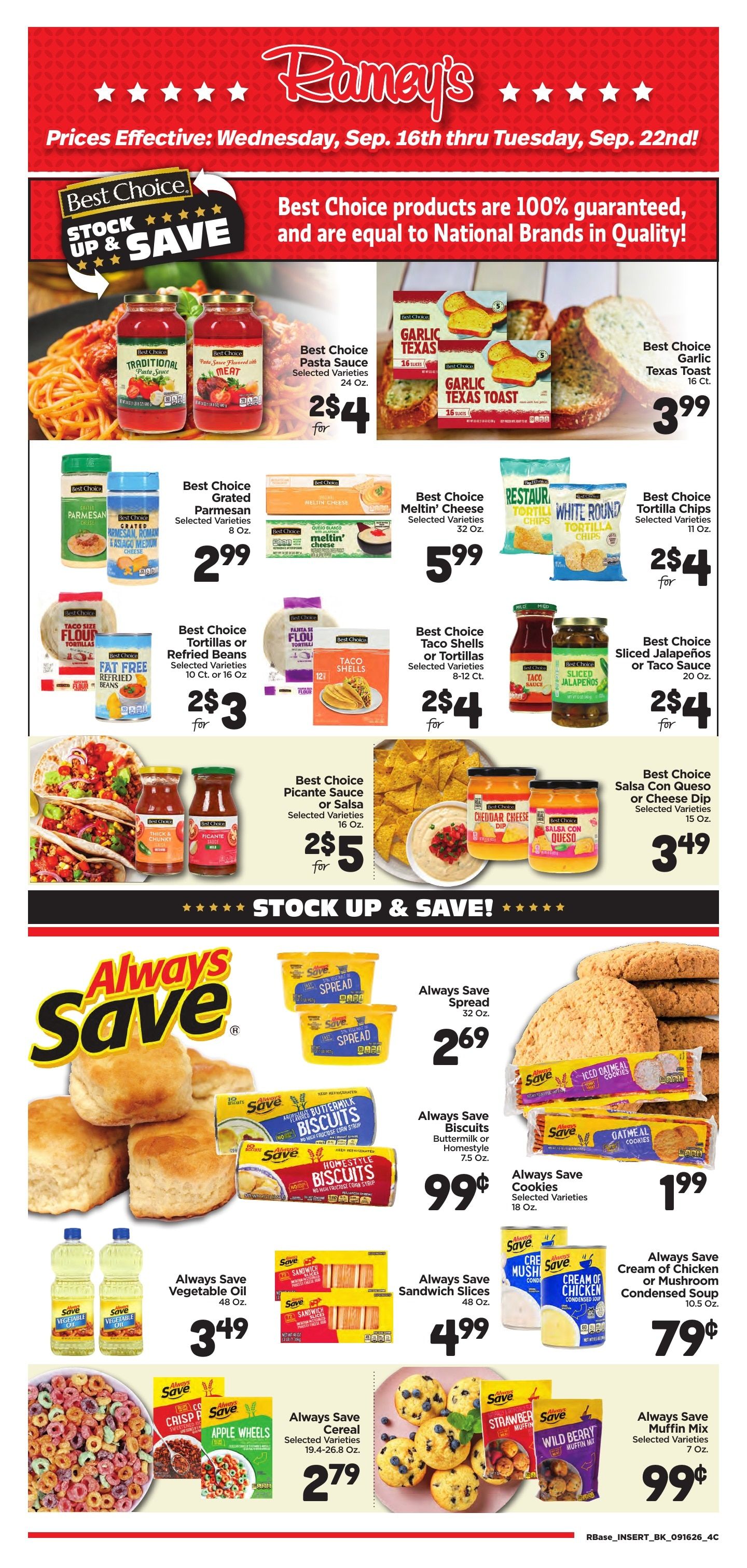 Ramey's (13561 St Stephens Ave, Chatom, AL) Weekly Ad September 16 - 22, 2026