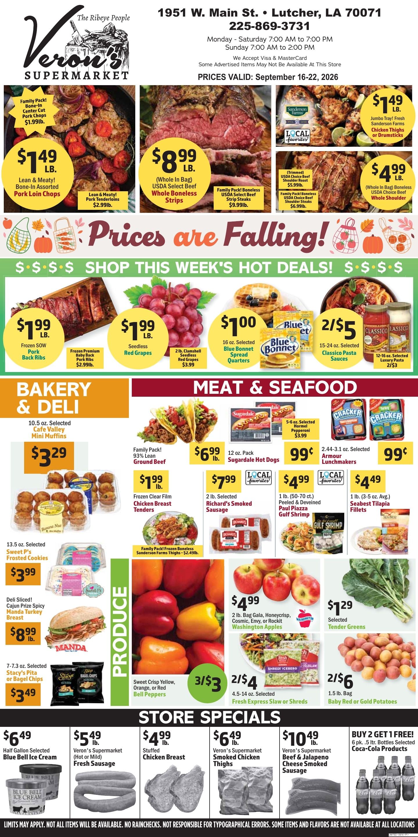 Veron's Supermarket Weekly Ad September 16 - 22, 2026