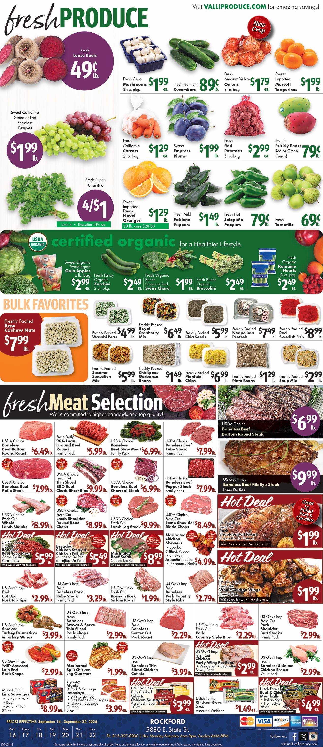 Valli Produce (Rockford, IL) Weekly Ad September 16 - 22, 2026
