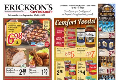 Erickson's Thriftway Weekly Ad September 16 - 22, 2026
