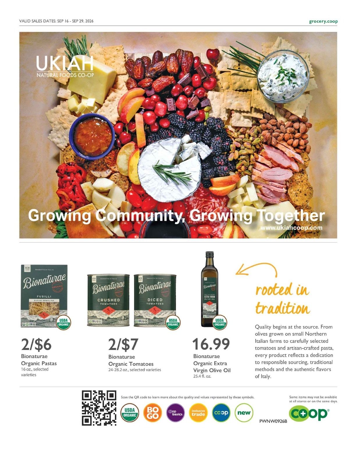 Ukiah Natural Foods Co-op Co+op Deals Weekly Ad September 16 - 29, 2026