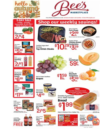 Bee's Marketplace Weekly Ad September 16 - 22, 2026