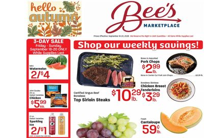 Bee's Marketplace Weekly Ad September 16 - 22, 2026
