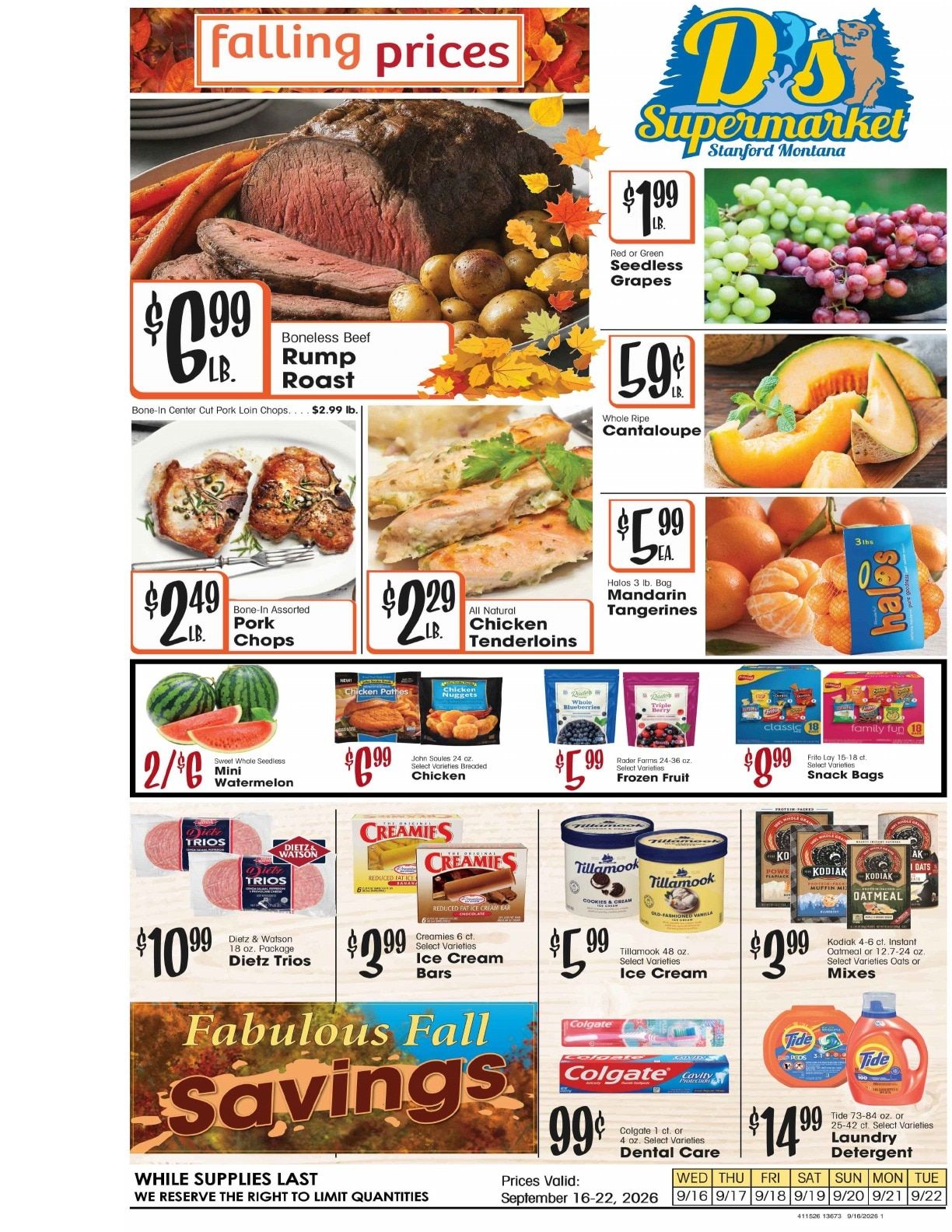 D's Supermarket (Stanford, MT) Weekly Ad September 16 - 22, 2026