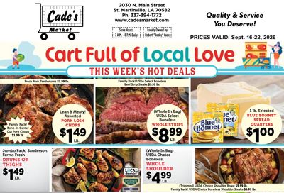 Cade's Market Weekly Ad September 16 - 22, 2026