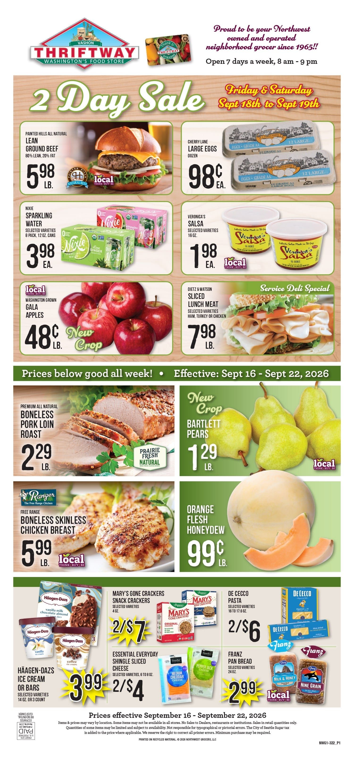 Vashon Thriftway Weekly Ad September 16 - 22, 2026