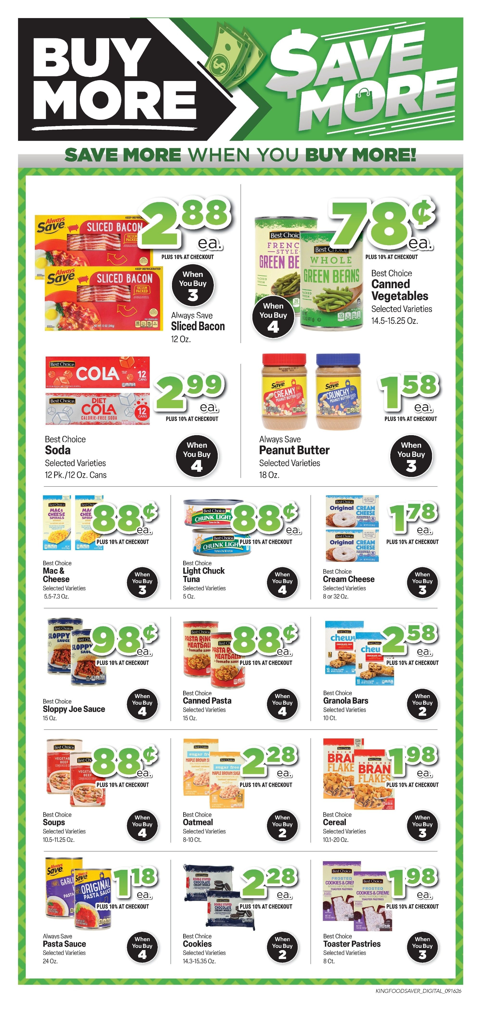 King Food Saver (Branson West and Springfield, MO) Weekly Ad September 16 - 29, 2026