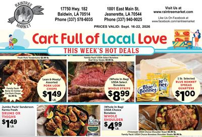 Raintree Market (Baldwin and Jeanerette, LA) Weekly Ad September 16 - 22, 2026