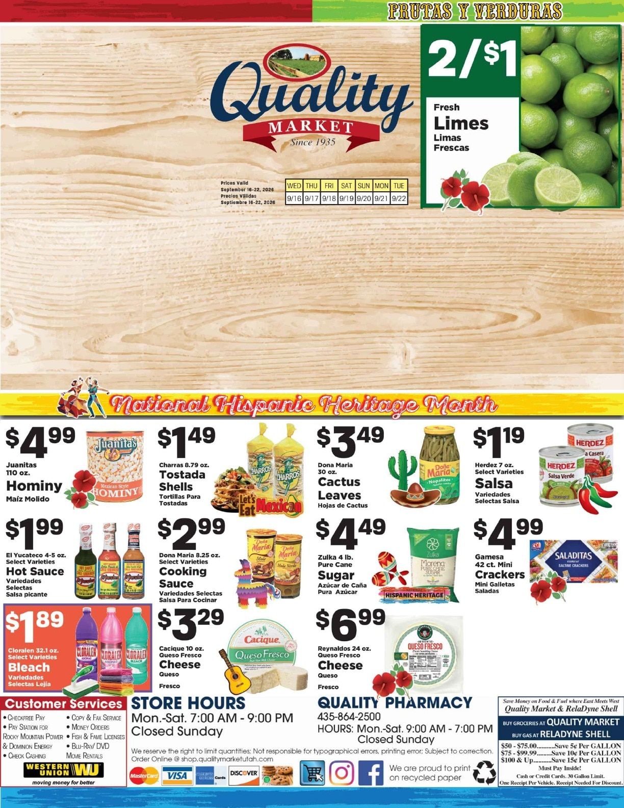 Quality Market Hispanic Weekly Ad September 16 - 22, 2026
