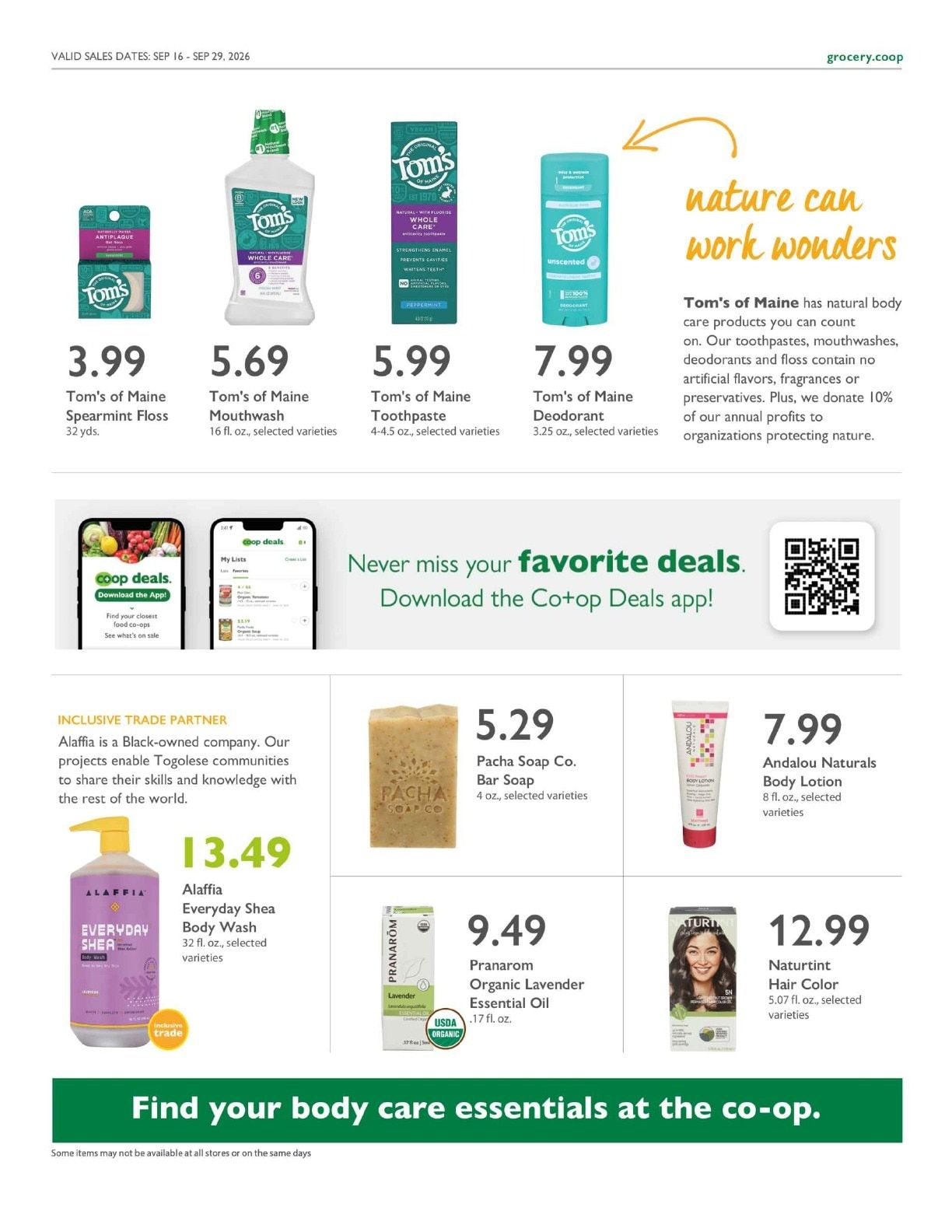 Sacramento Natural Foods Co-op Co+op Deals Weekly Ad September 16 - 29, 2026