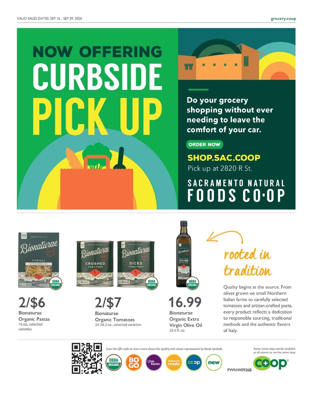 Sacramento Natural Foods Co-op Co+op Deals Weekly Ad September 16 - 29, 2026