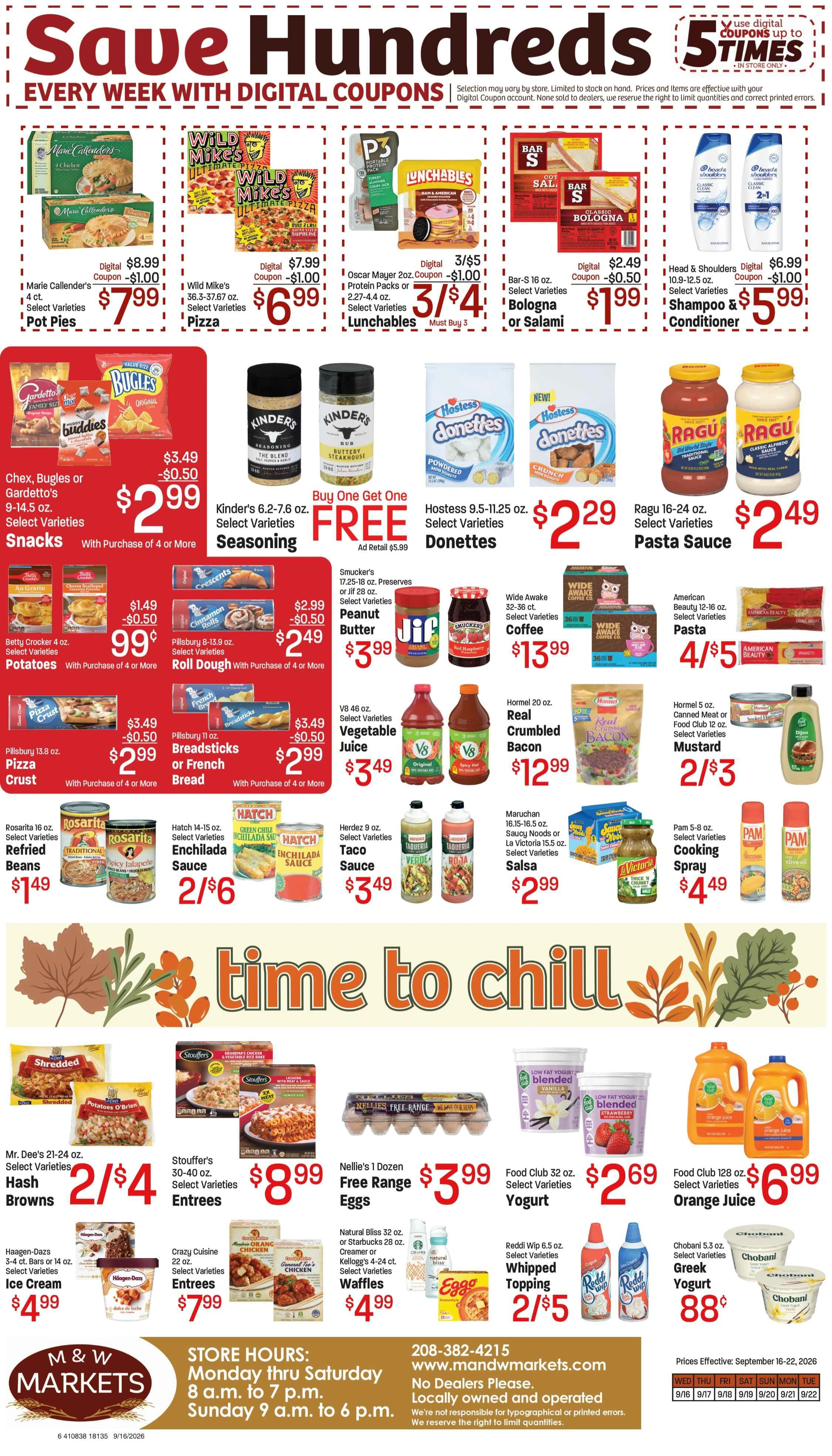 M&W Markets (Cascade, ID) Weekly Ad September 16 - 22, 2026
