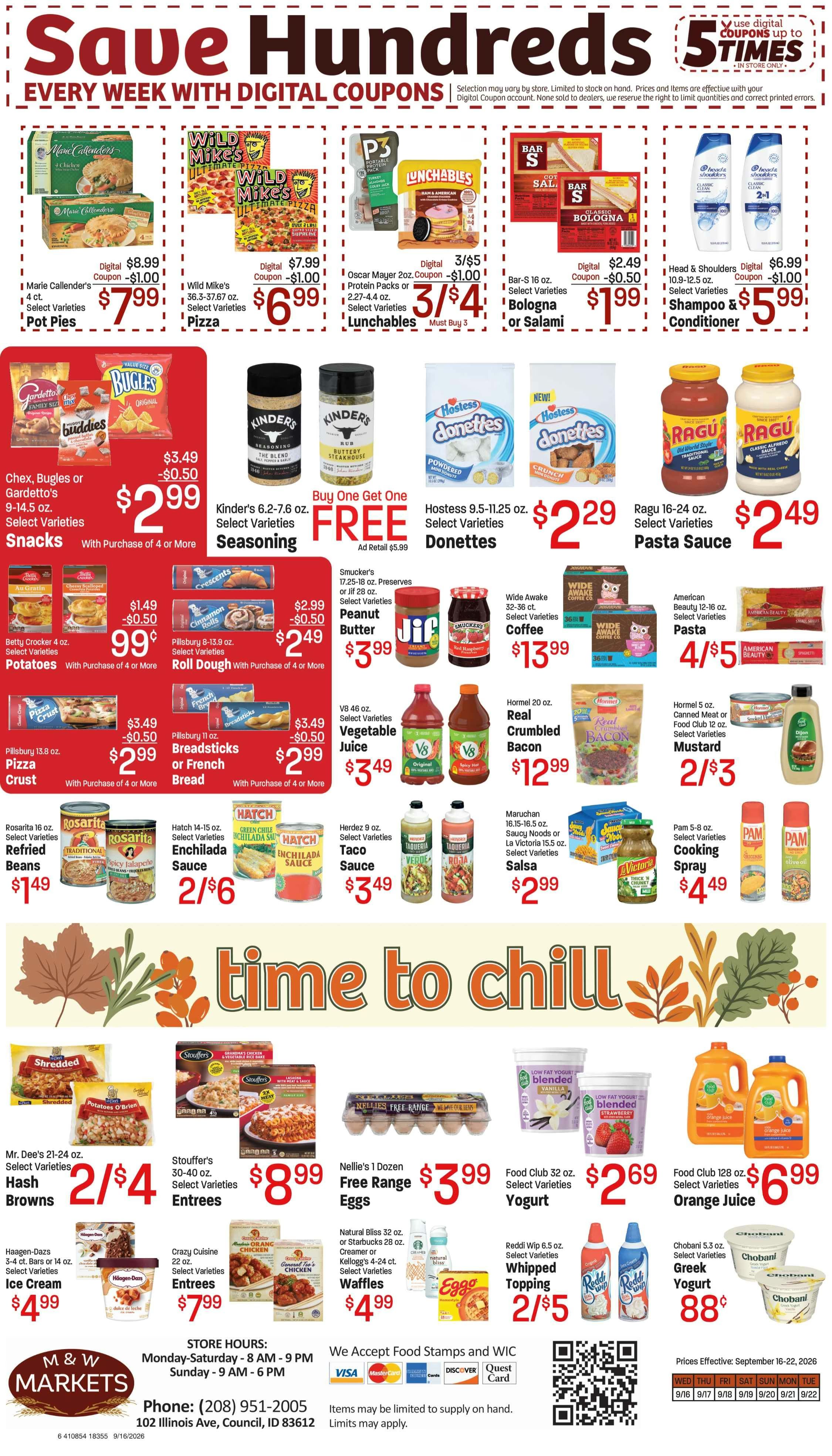 M&W Markets (Council, ID) Weekly Ad September 16 - 22, 2026