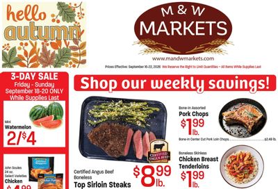M&W Markets (Filer, ID) Weekly Ad September 16 - 22, 2026