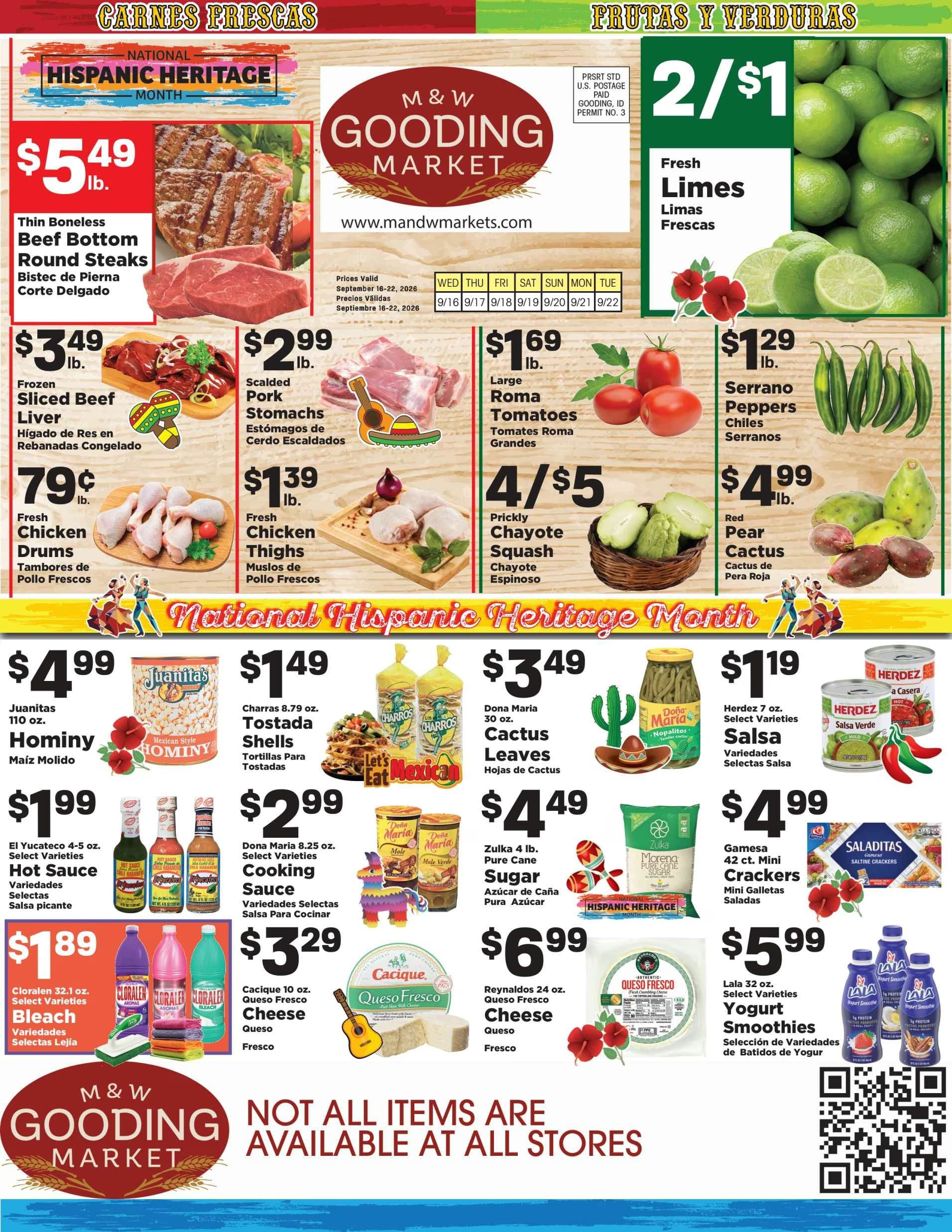 M&W Markets (Gooding, ID) Weekly Ad September 16 - 22, 2026