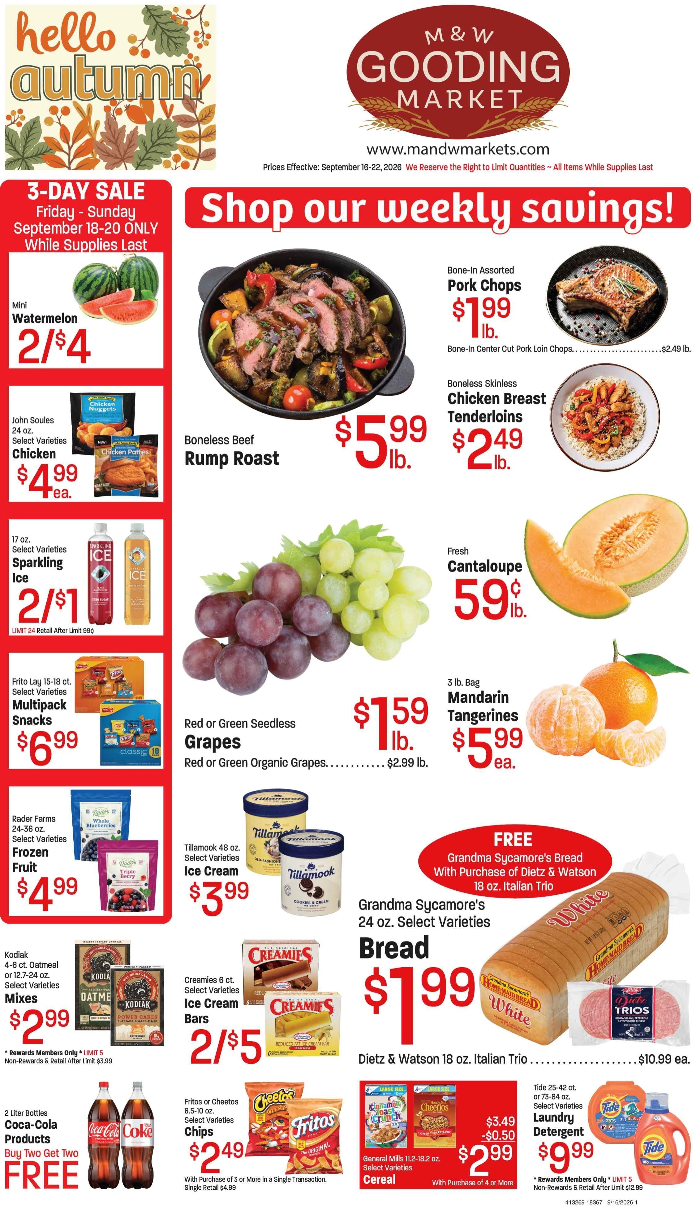 M&W Markets (Gooding, ID) Weekly Ad September 16 - 23, 2026