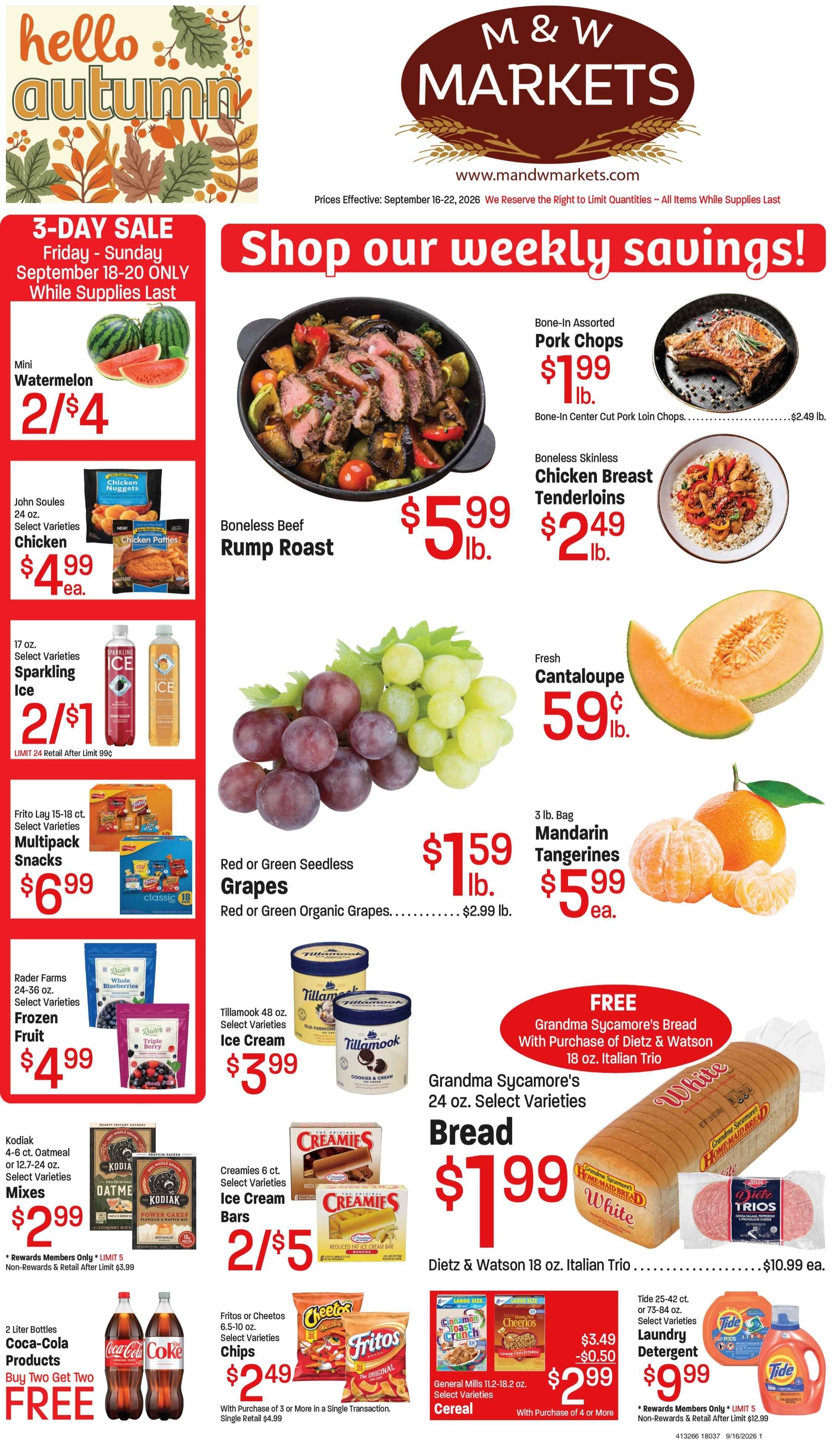 M&W Markets (Marsing, ID) Weekly Ad September 16 - 23, 2026