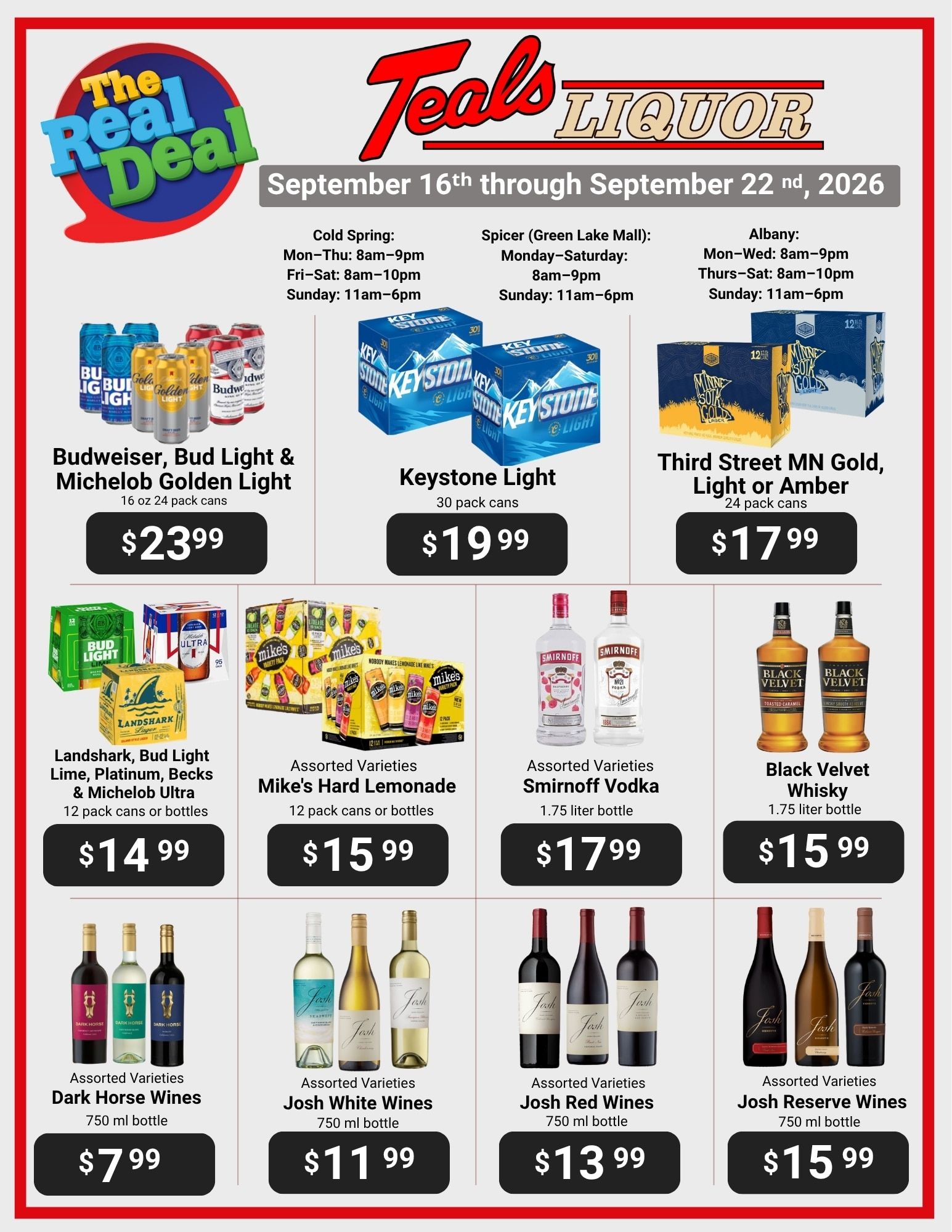 Teal's Market (Albany, Cold Spring and Spicer, MN) Weekly Ad September 16 - 22, 2026