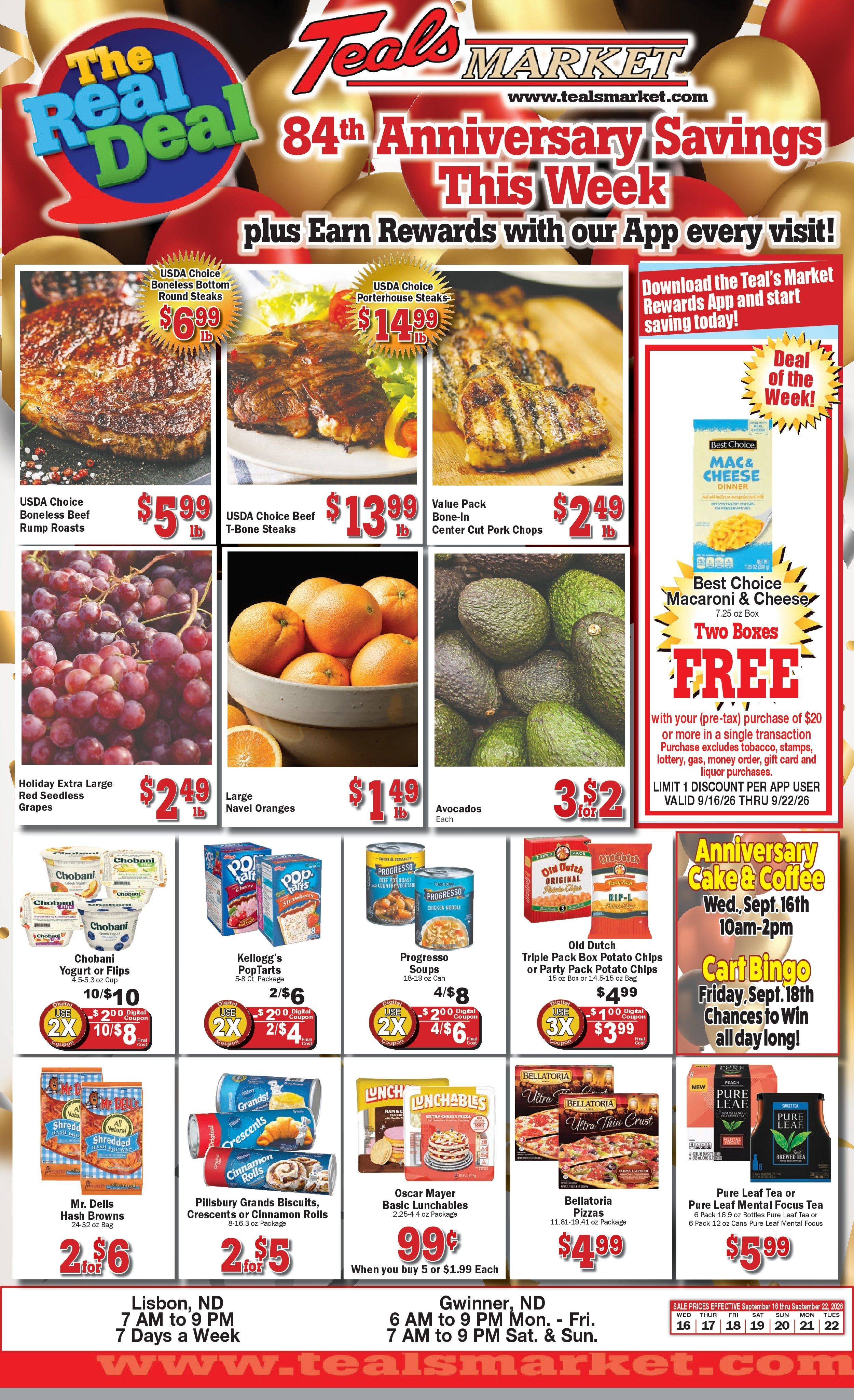 Teal's Market (North Dakota) Weekly Ad September 16 - 22, 2026