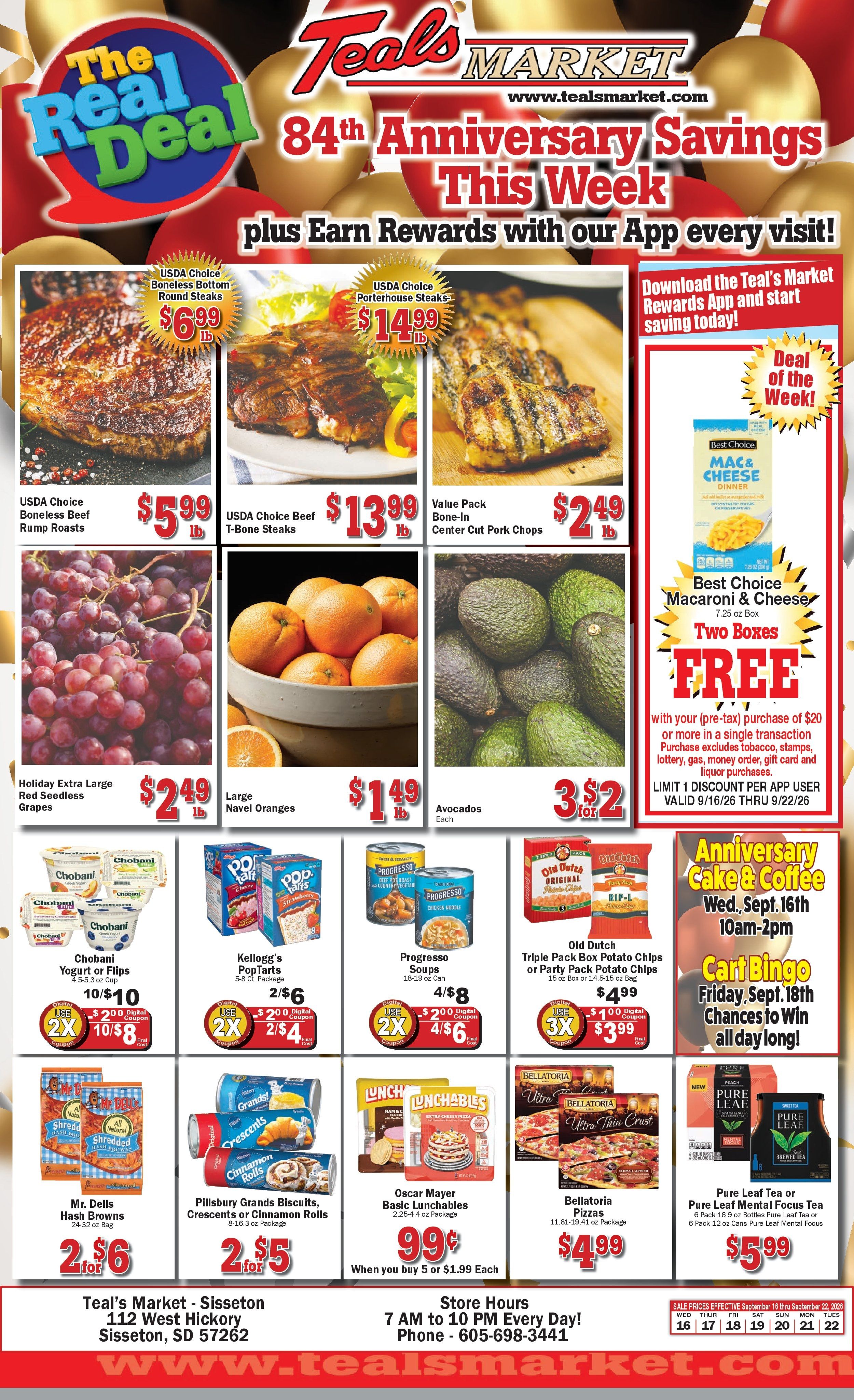 Teal's Market (Sisseton, SD) Weekly Ad September 16 - 22, 2026