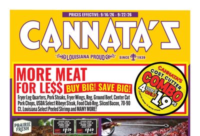 Cannata's Family Market (Louisiana) Weekly Ad September 16 - 22, 2026