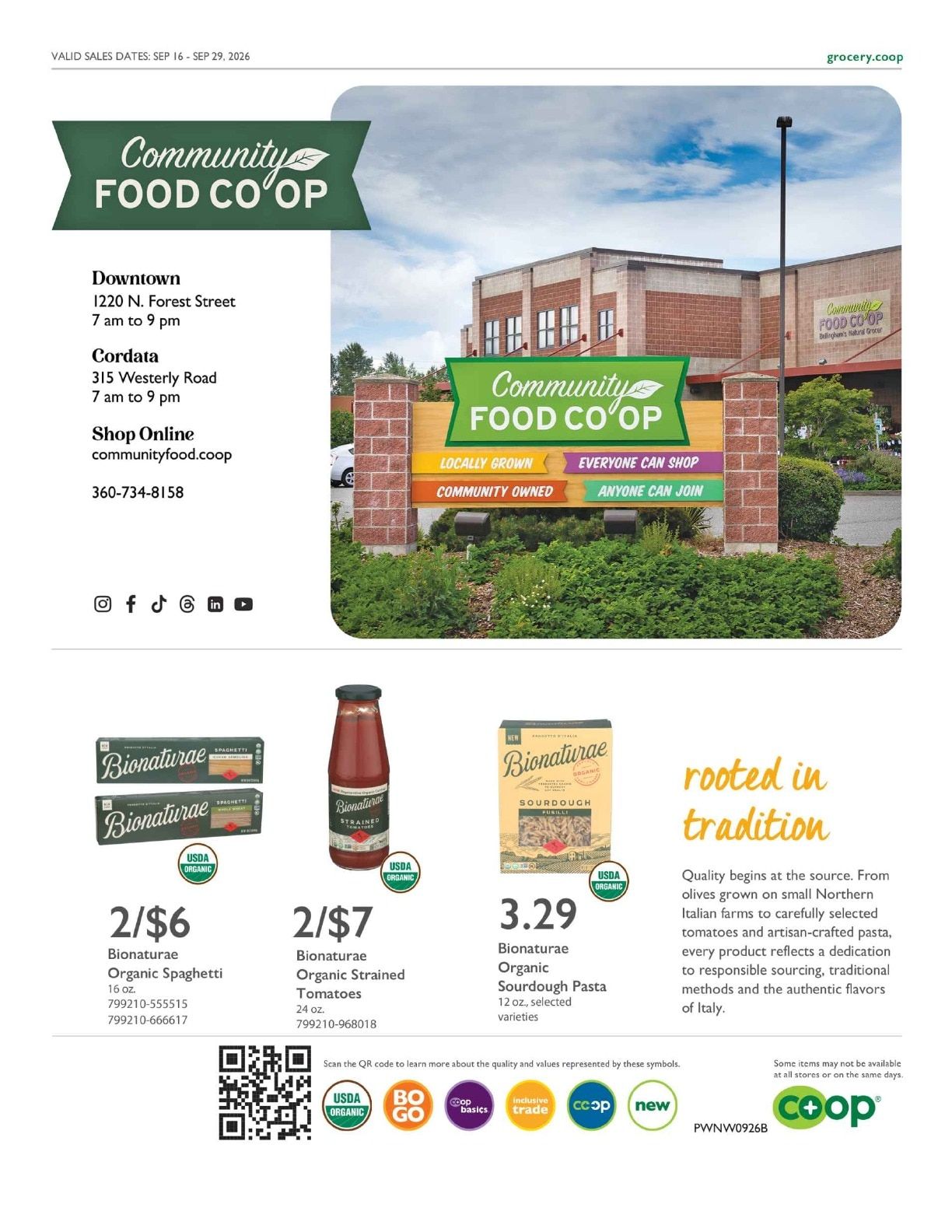 Community Food Co-op - Bellingham Co+op Deals Weekly Ad September 16 - 29, 2026