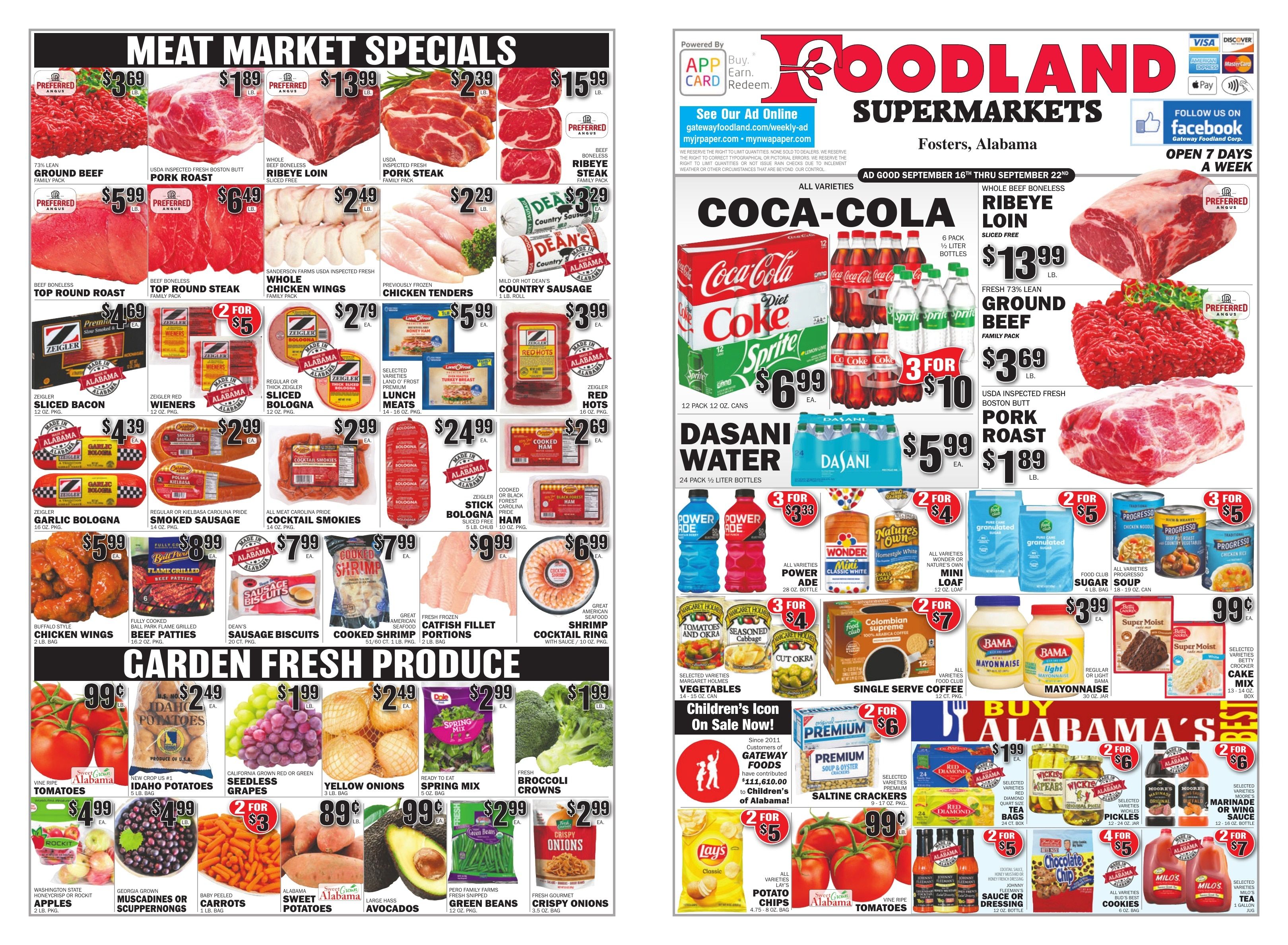 Gateway Foodland (Fosters, AL) Weekly Ad September 16 - 22, 2026