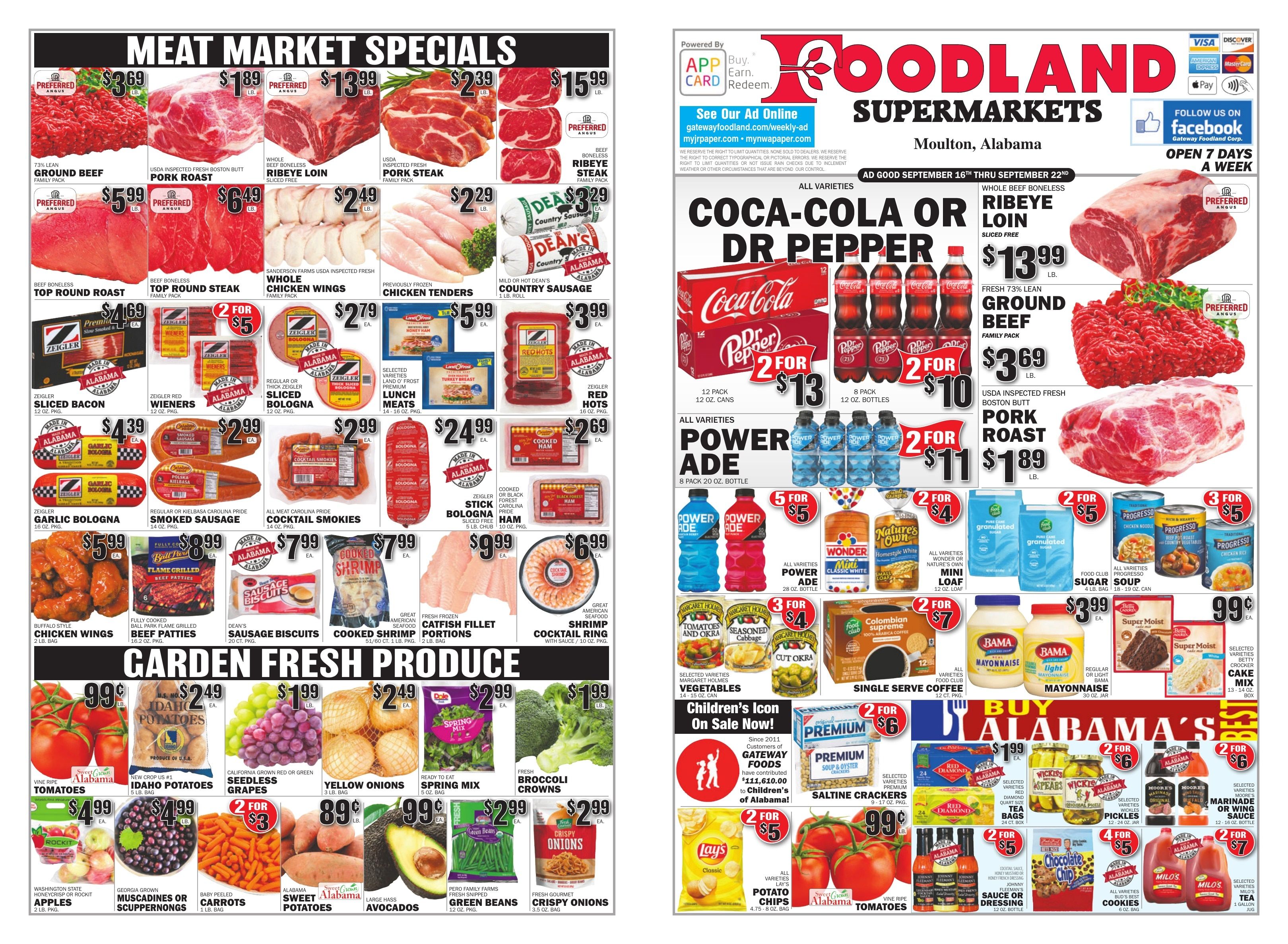 Gateway Foodland (Moulton, AL) Weekly Ad September 16 - 22, 2026