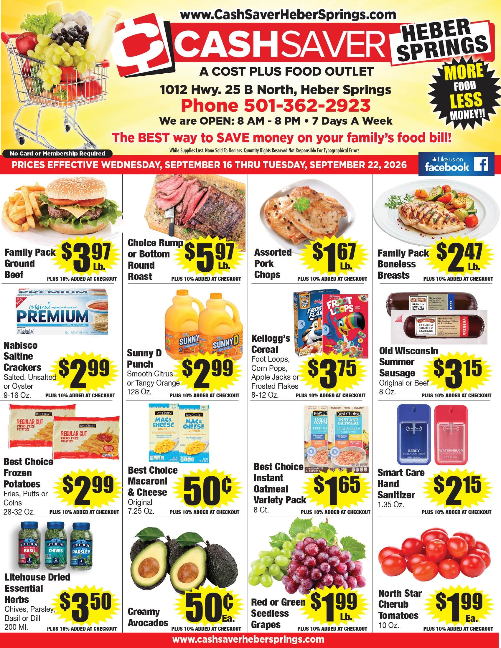Cash Saver Heber Springs Weekly Ad September 16 - 22, 2026