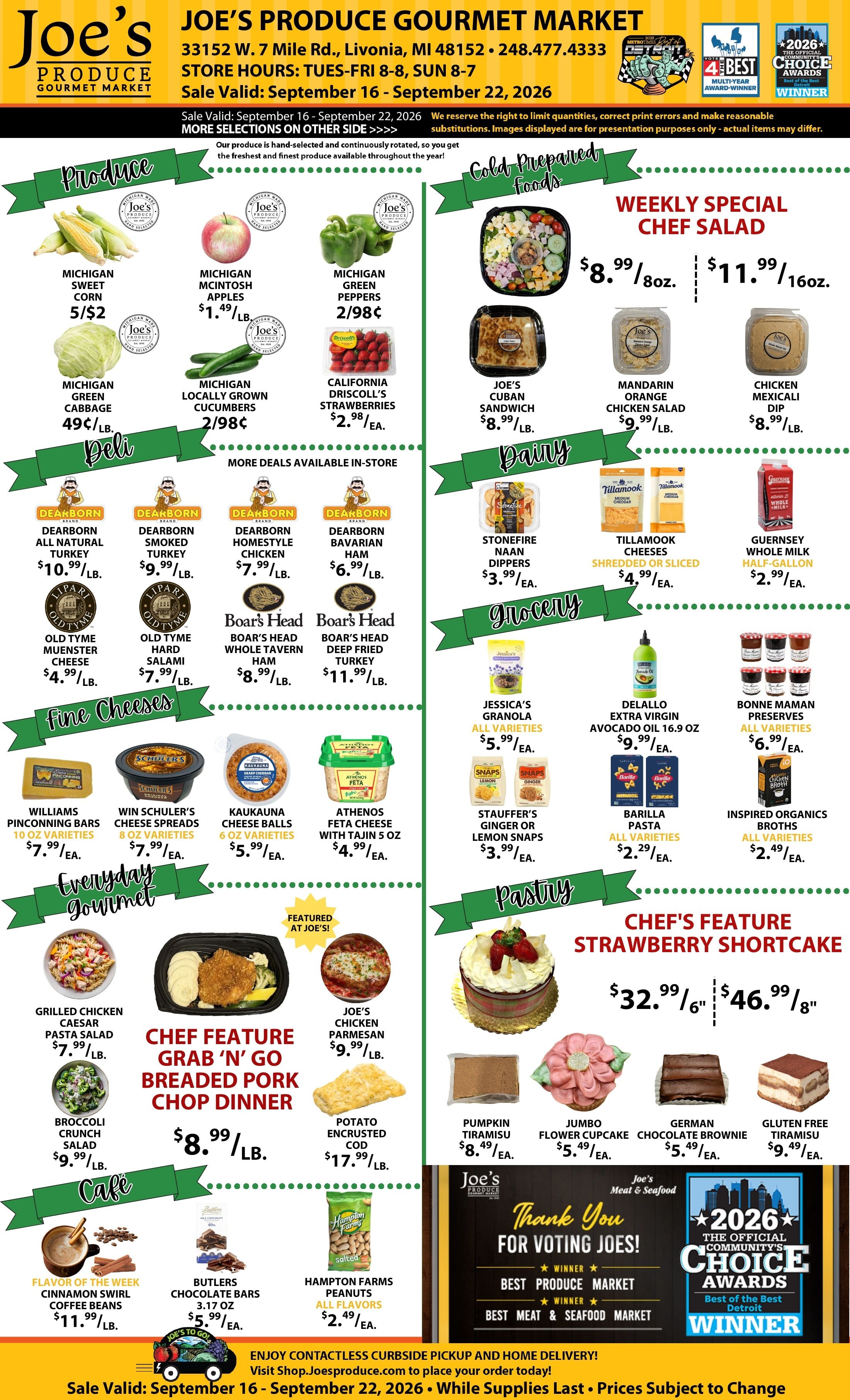 Joe's Produce Gourmet Market Weekly Ad September 16 - 22, 2026