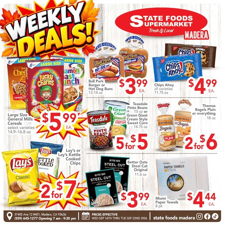 State Foods Supermarket (Madera, CA) Weekly Ad September 16 - 22, 2026