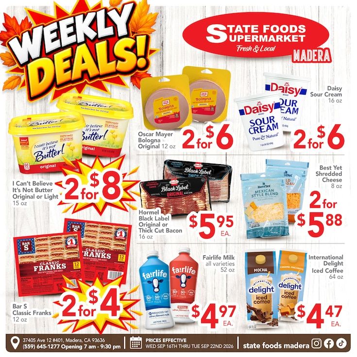 State Foods Supermarket (Madera, CA) Weekly Ad September 16 - 22, 2026
