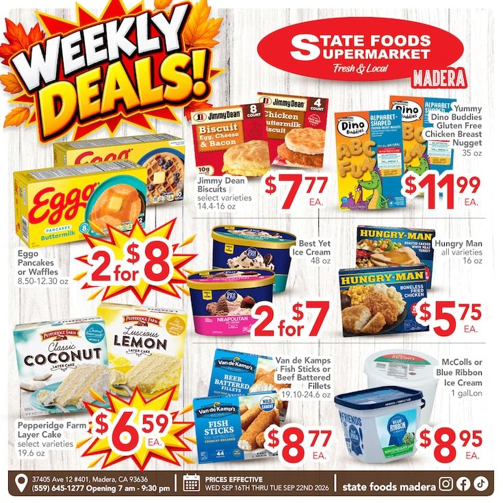 State Foods Supermarket (Madera, CA) Weekly Ad September 16 - 22, 2026