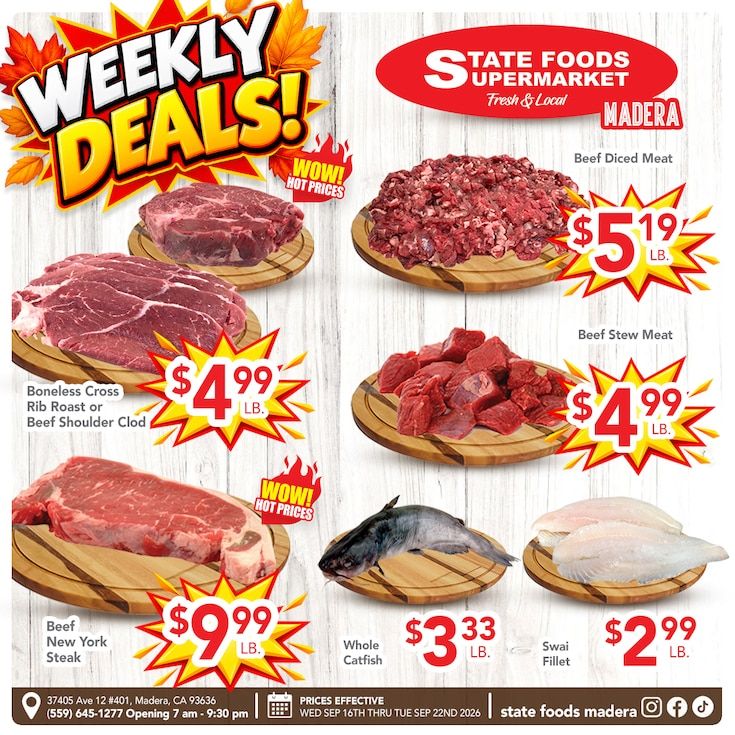 State Foods Supermarket (Madera, CA) Weekly Ad September 16 - 22, 2026