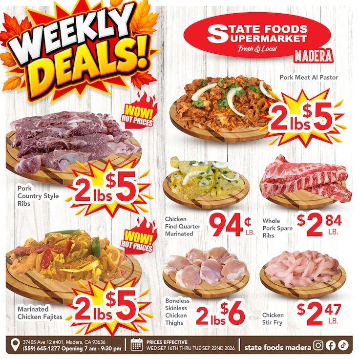 State Foods Supermarket (Madera, CA) Weekly Ad September 16 - 22, 2026